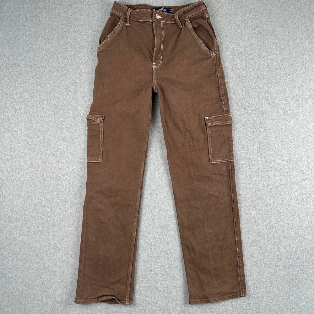 Hollister Jeans Women 3R Brown Ultra High-Rise Dad Jean Cargo Vintage Stretch